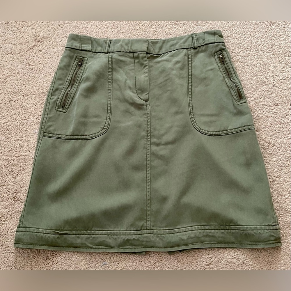 ANN TAYLOR LOFT Green A-Line Cargo Skirt Knee-Length Size 8